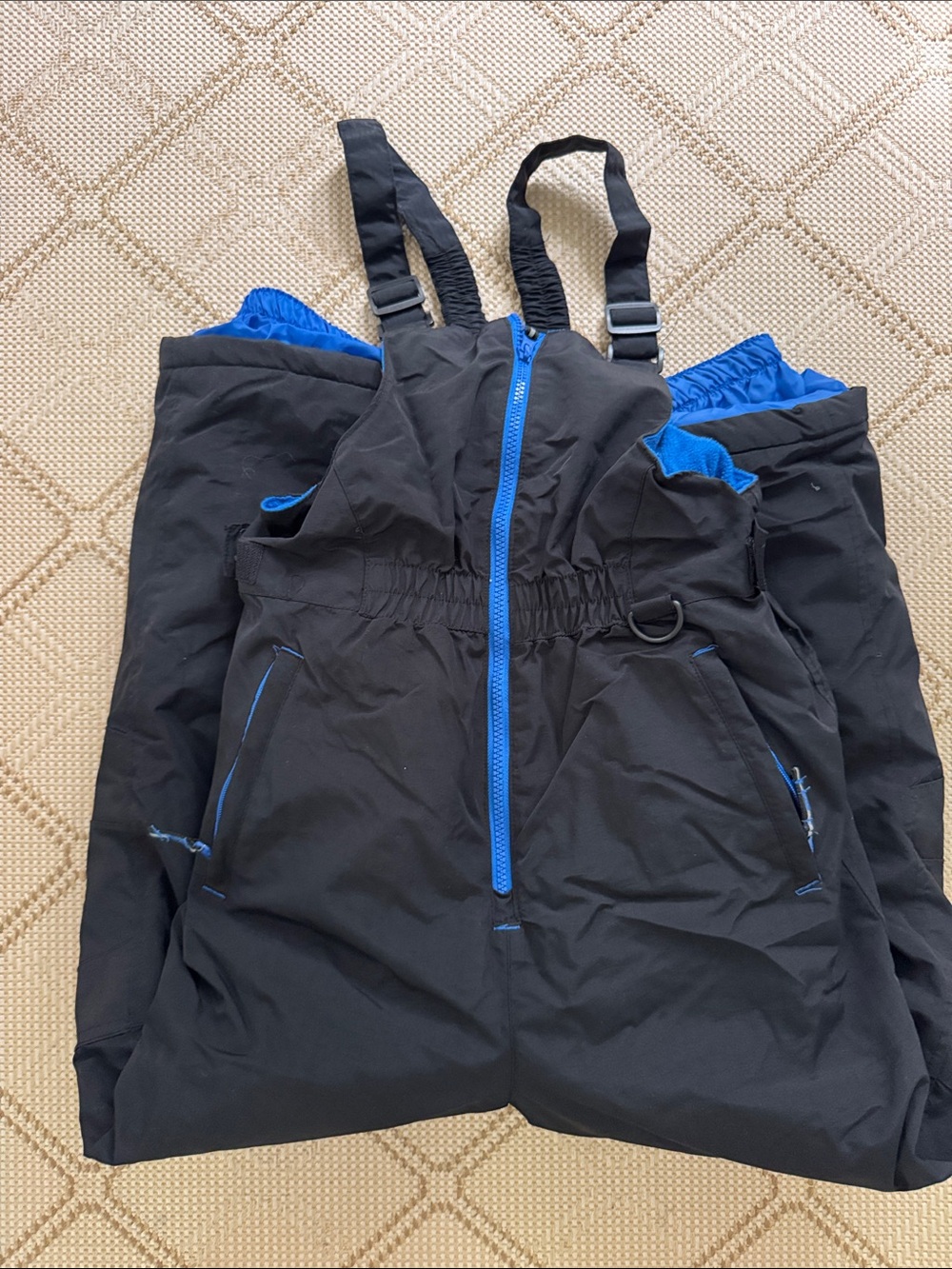 Amazon essentials black waterproof bib snow pants, size 12; GUC
